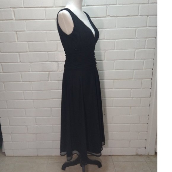 Davids Bridal Bridesmaid Formal Prom Dress Black Flare Stretch Womens Sz. 8 NWOT - Picture 3 of 11